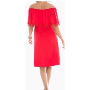 Chico's Red Ruffled Off-Shoulder Sundress